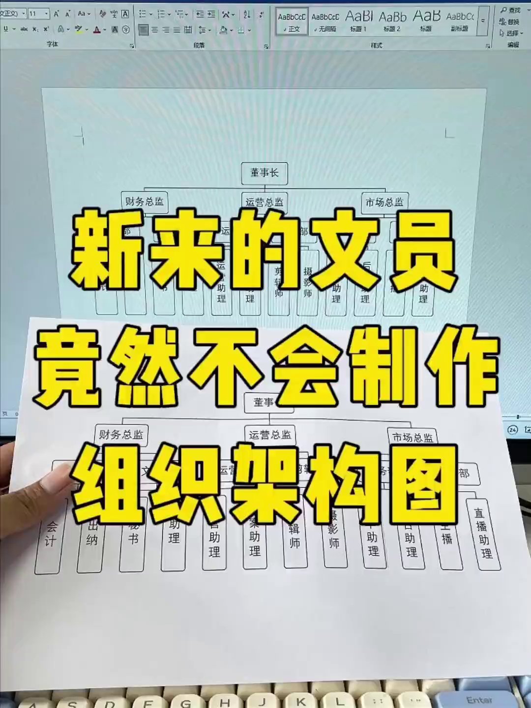 别再一个个画框了！Word 3步做出专业组织架构图，效率翻倍
